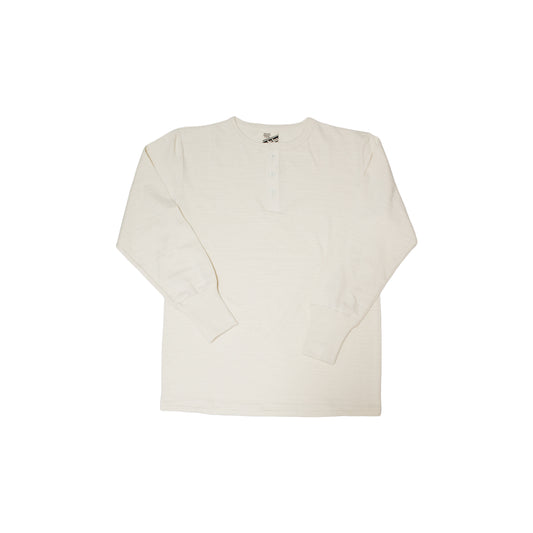 CLASSIC LOOPWHEEL HENRY NECK TEE LONG SLEEVE ECRU