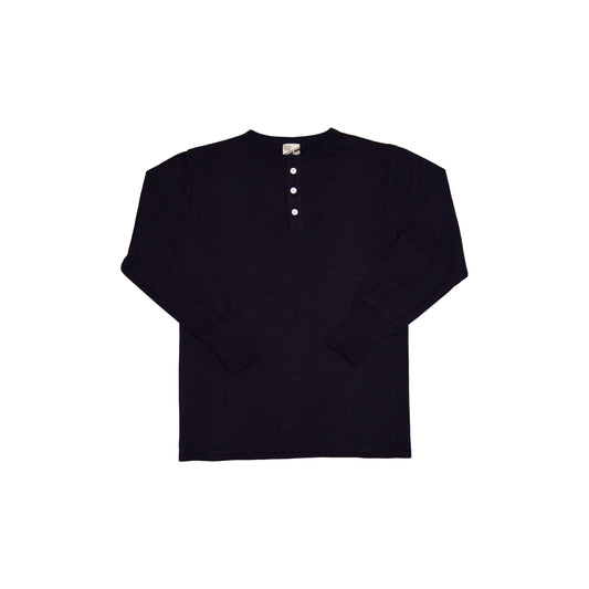 CLASSIC LOOPWHEEL HENRY NECK TEE LONG SLEEVE NAVY
