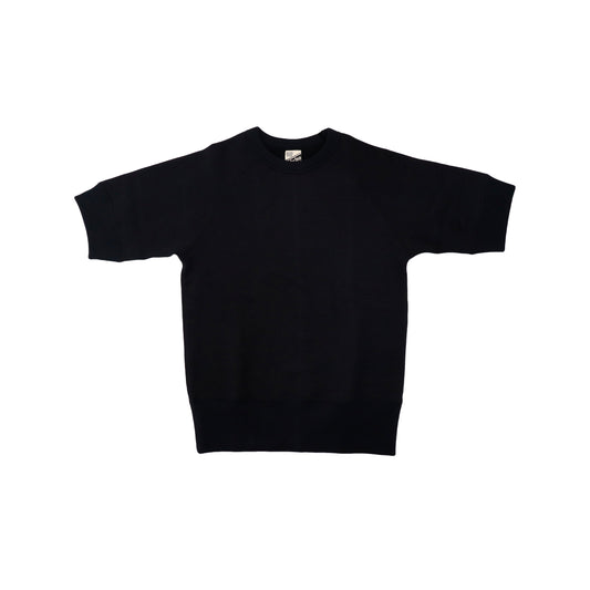 SHORT SLEEVE LOOPWHEEL SWEATSHIRTS BLACK - RIB SLEEVE