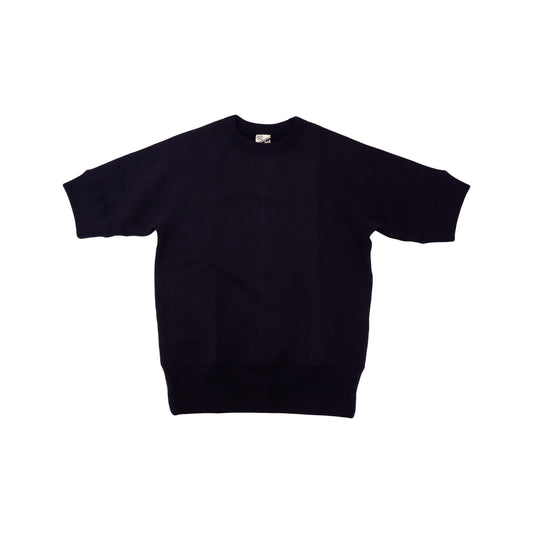 SHORT SLEEVE LOOPWHEEL SWEATSHIRTS NAVY - RIB SLEEVE
